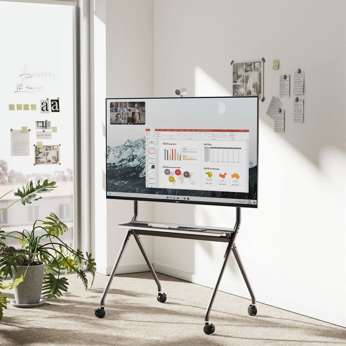 KIMEX - Support écran TV Mobile - sur roulettes avec étagère - 50"-86" - 030-4386