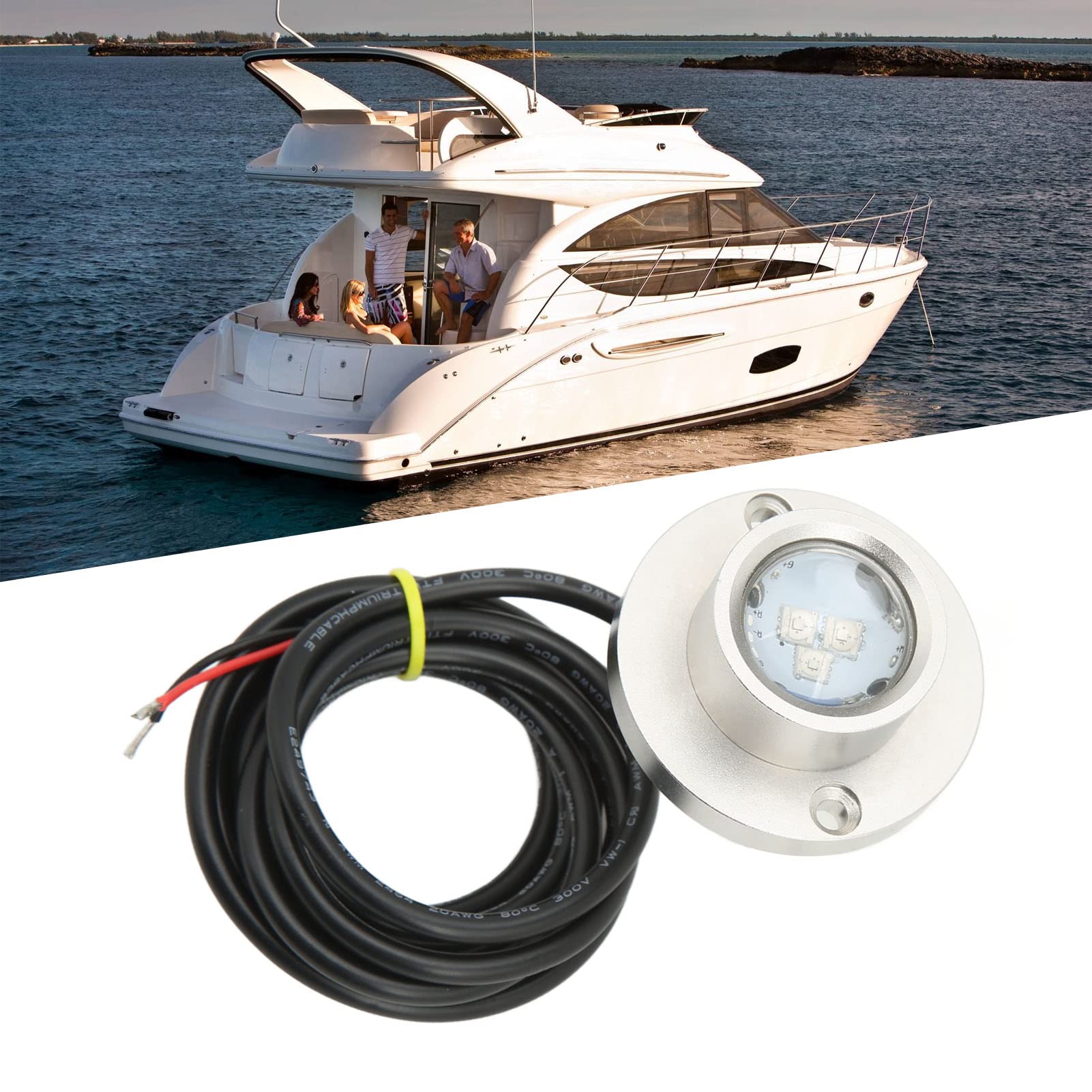 Luce Subacquea a LED Marina, DC 12V 24V 5W IP68 3 Perline Lampada a LED Luce Subacquea Marina Universale per Illuminazione Sull'Acqua di Yacht per Barche (Bianco)