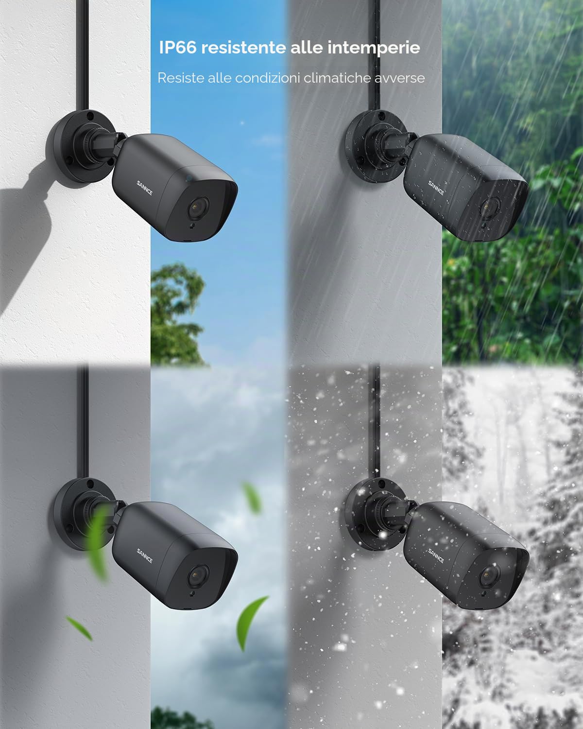 SANNCE Security CCTV - Telecamera Bullet per 2 sistemi di sorveglianza da 5 MP, 12 luci a infrarossi, distanza di visione notturna a 100 piedi/30 m, WDR digitale e DNR, impermeabile IP66