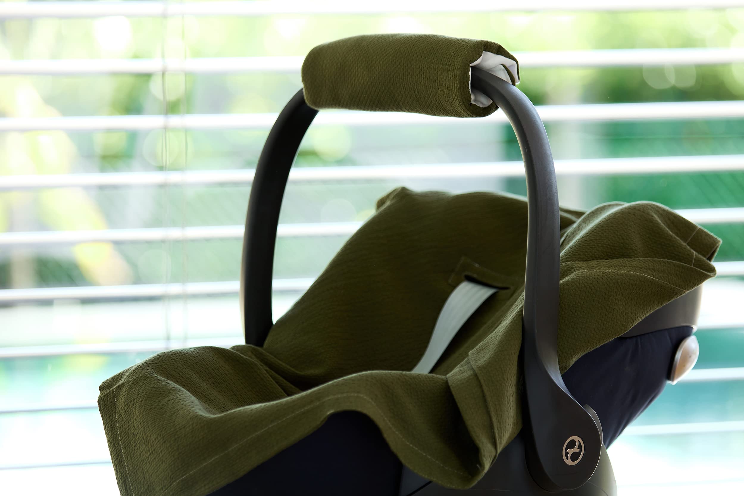 KraftKids Manta para capazo de bebé en doble crepé, verde otoñal, 75 x 75 cm, manta de muselina para los días calurosos en verano