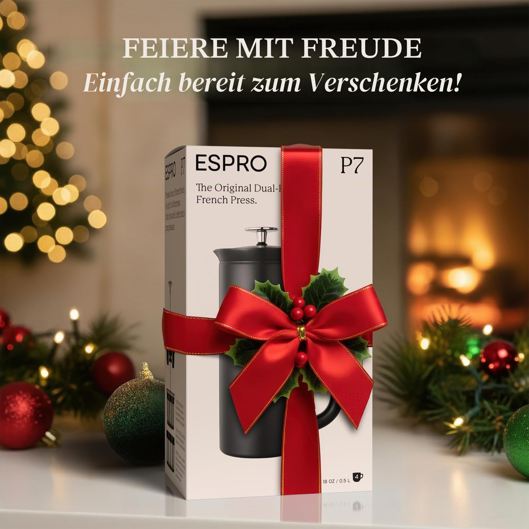 ESPRO P7 French Press Kaffeebereiter – Doppelwandig isoliert aus Edelstahl mit Mikrofilter, 530 ml, Mattschwarz