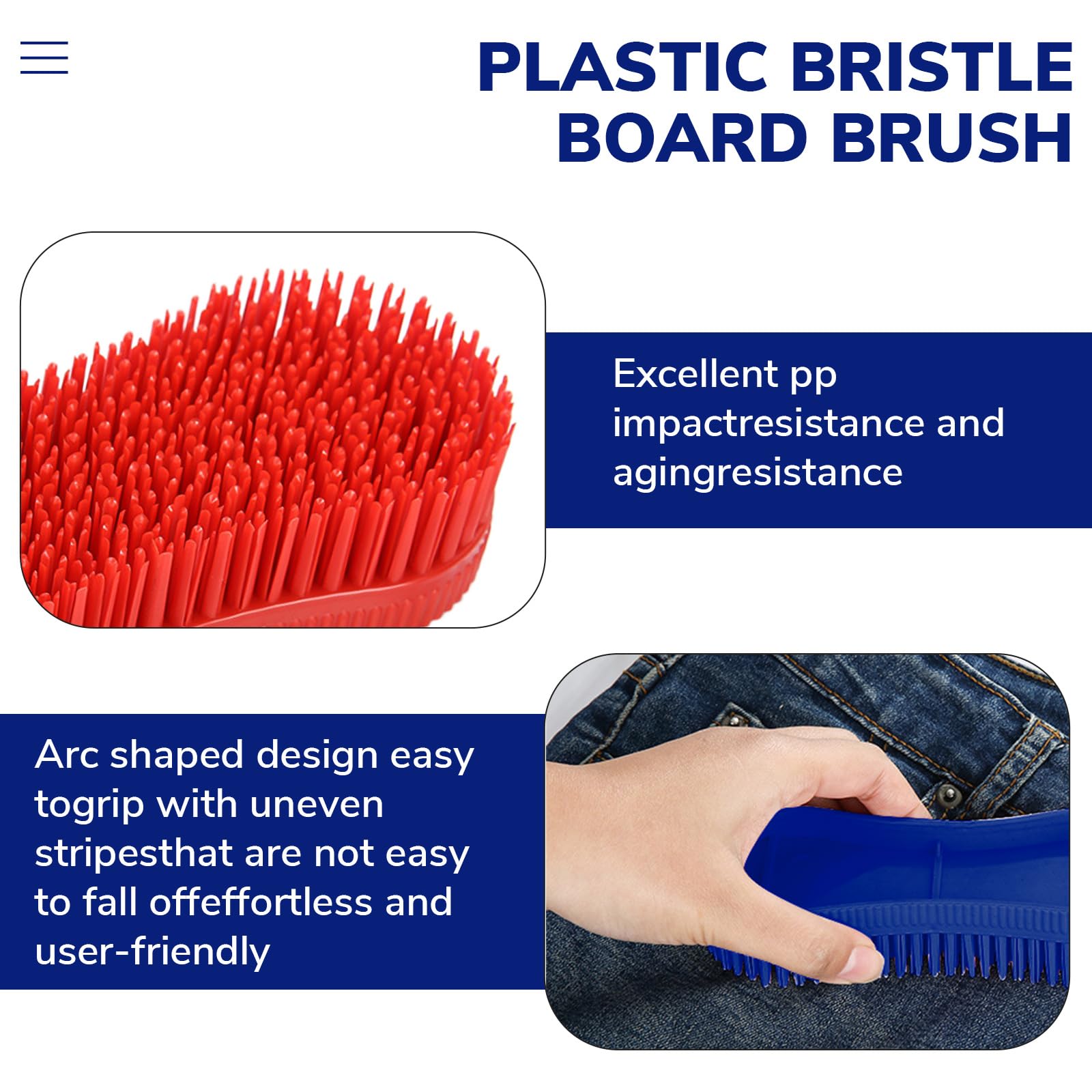 Buaak Magic Horse Grooming Brush Set, 2 Pcs Blue and Red Plastic Brushes - Image 4