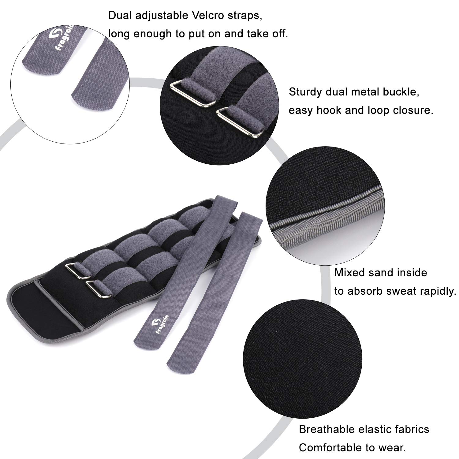 Ankle Weights, Wrist Arm Leg Weights 7.5 LBS X 2 For Women, Kids And Men, Comfortable And Soft, Perfect For Dancing, Running, Walking, Fitness, Workout (Grey)