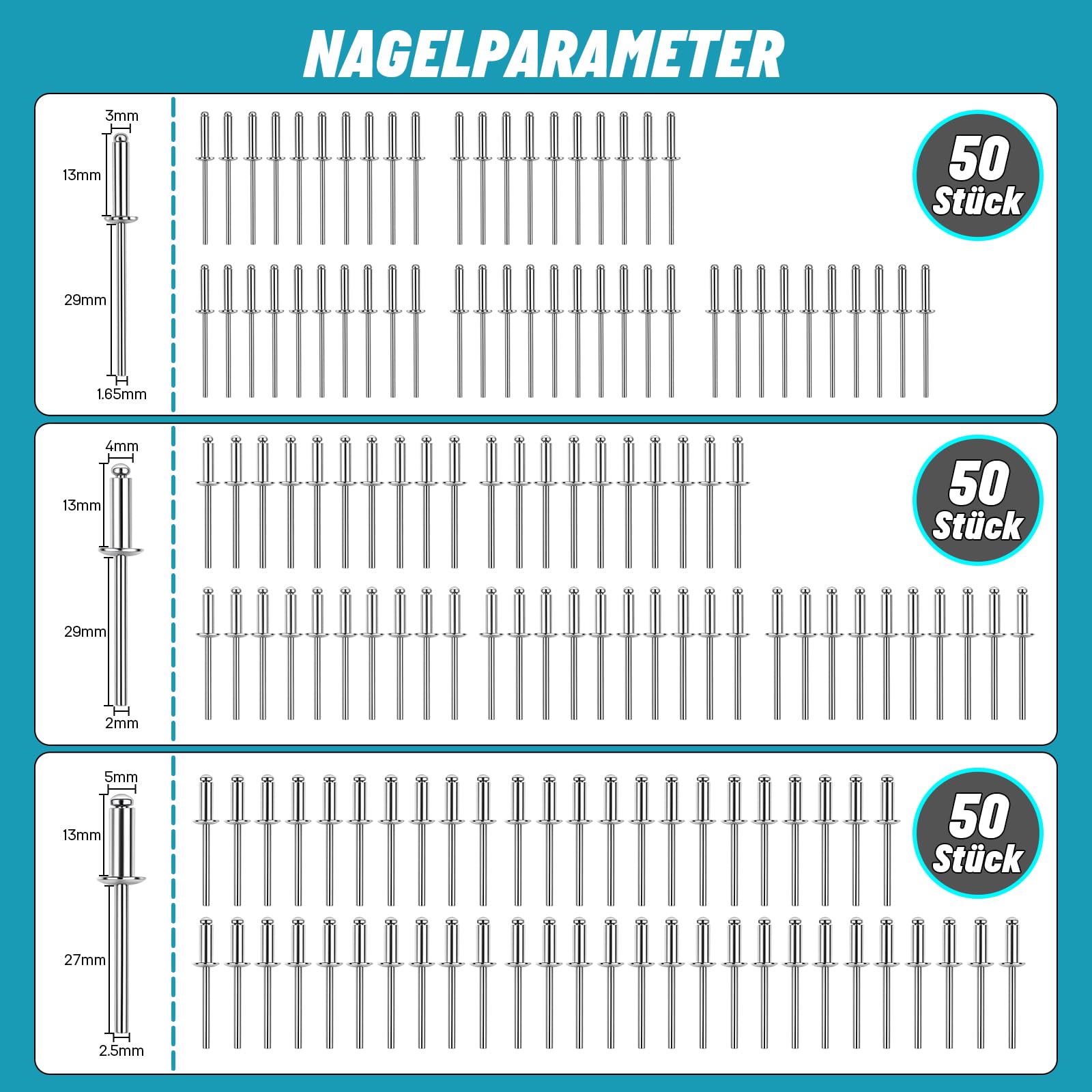 Maki-ta - Remachadora inalámbrica para batería de 18 V, pistola de tuerca remache inalámbrica de 20.000 N, pistola de remache eléctrica automática sin escobillas, para remaches de 3, 4, 5 mm, con 150