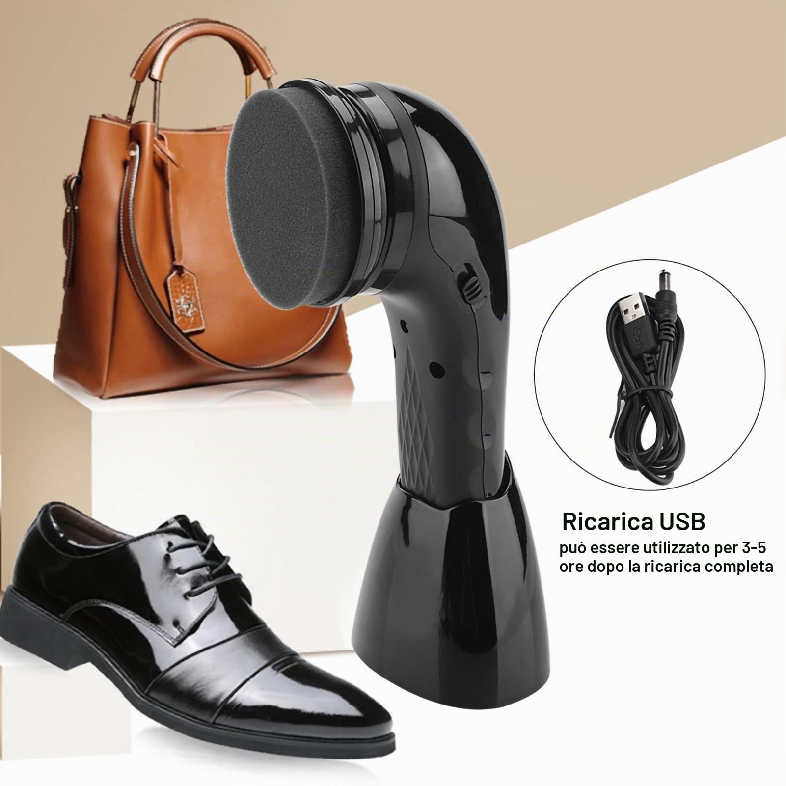 Spazzole per Lucidatore di Scarpe Elettriche, Pulitore Ricaricabile Ricaricabile USB Kit di Cura in Pelle Multifunzionale Multifunzionale per Scarpe Portable Shoe Sheakers