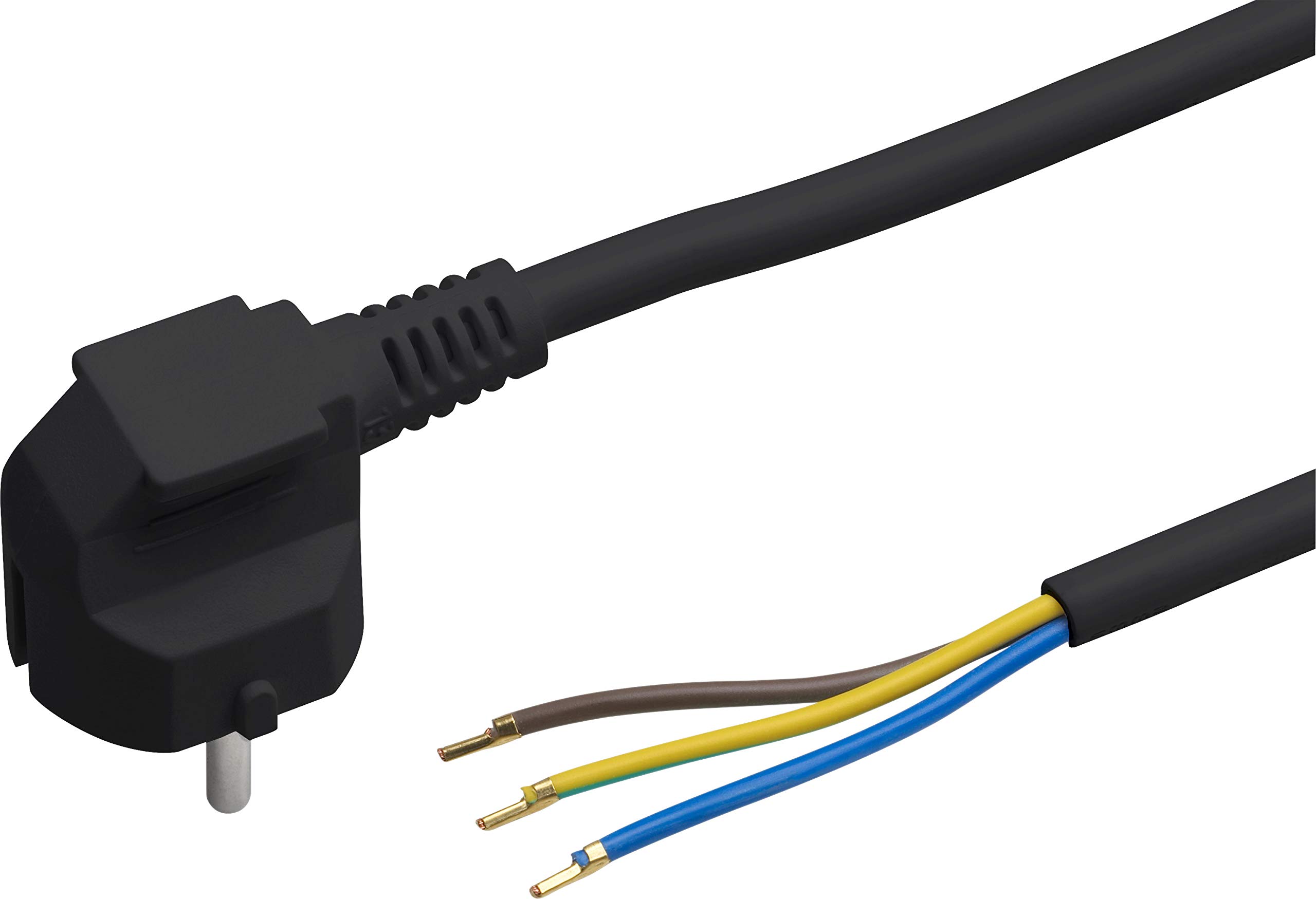 Meister Schutzkontakt-Zuleitung - 5 Meter - schwarz - Kunststoffleitung H05VV-F3G1,5 - 3 Adern - IP20 / Anschlussleitung mit Schuko-Stecker / Anschlusskabel / Installationsmaterial / 7434530