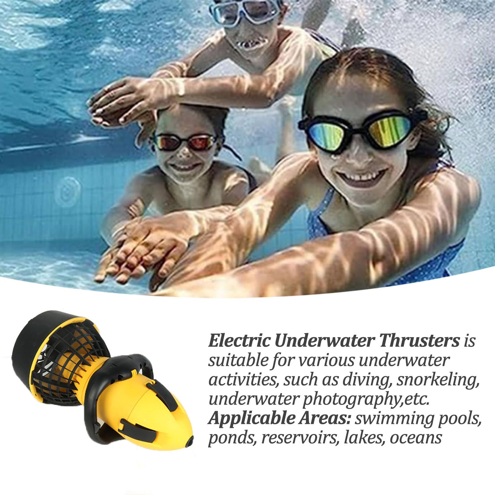Unterwasserscooter, Poolscooter, Wasserscooter für Erwachsene, tragbarer Unterwasserpropeller zum Tauchen, Schnorcheln, Schwimmbad, Meeresabenteuer, Pool-Unterwasserscooter,500W
