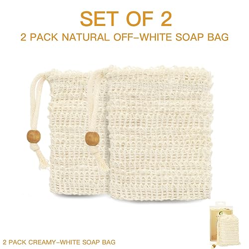 Miniatura 2 de CROVIN 100% sisal natural bolsa de jabón de baño (juego de 2) eficaz Exfoliante gran bolsa de ahorro de jabón de primera calidad, se adapta a la