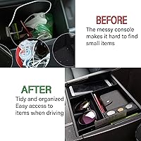 Vista 3 de Compatible con accesorios Toyota Tundra Organizador de bandeja de consola central para Tundra 2007-2020 2021, bandeja de almacenamiento secundario