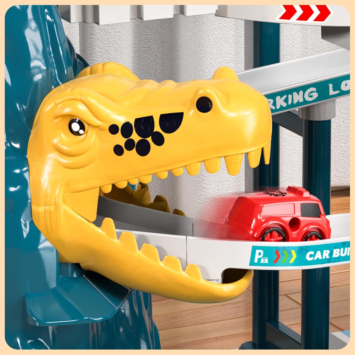 Dinosaur Race Track Playset for Boys Kids 3-5, Dinosaur Climbing Hills Car Track Play Set with 10 Mini Racer Cars, Birthday Gift for 3 4 5 6 7 8 Year Old Boys Girls