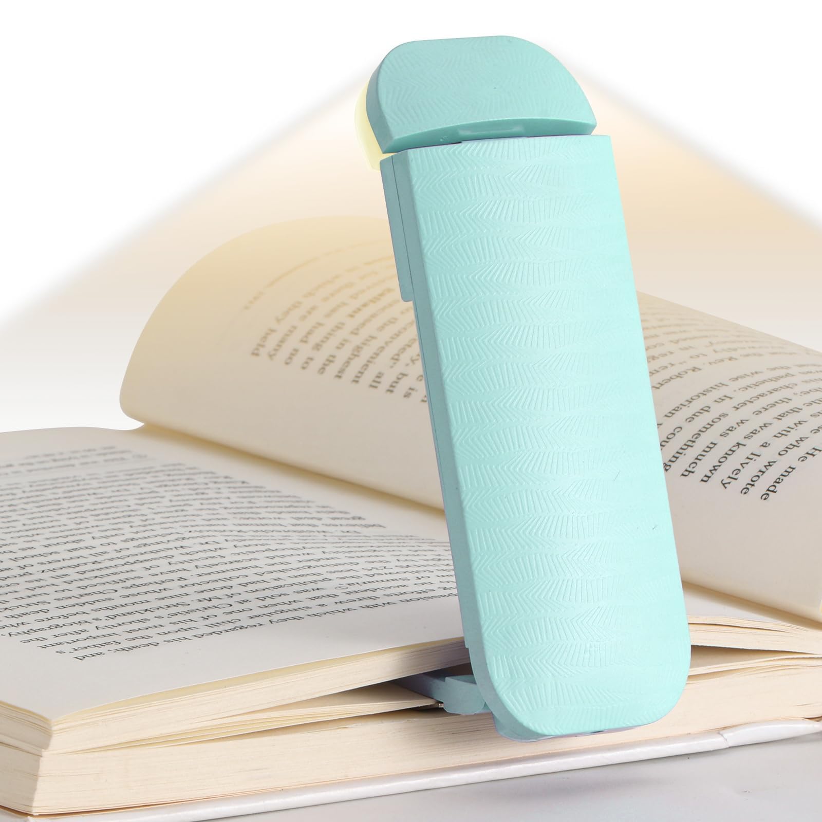 HEMONNKAM Lampada da lettura per libri, ricaricabile con clip, 3 temperature di colore e 5 livelli di luminosità, uso notturno per letto, lunga durata, lettura di notte a letto, azzurro