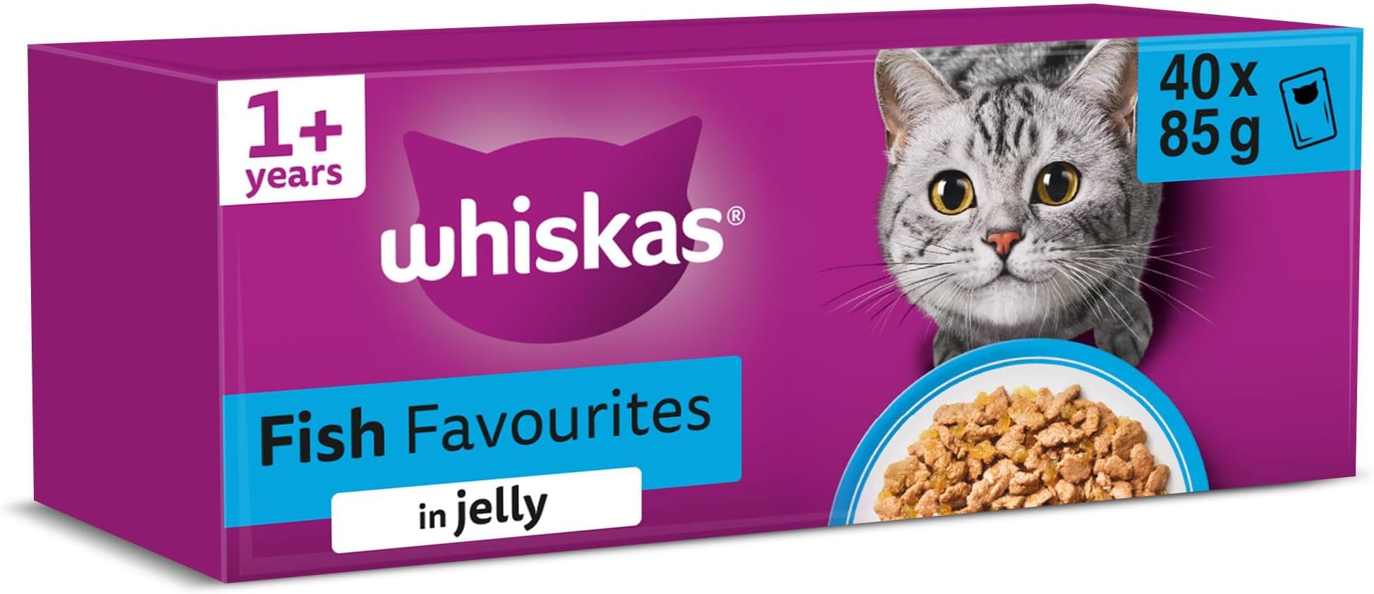 WHISKAS Adult Wet Cat Food in Jelly 40x85g Fish Favourites