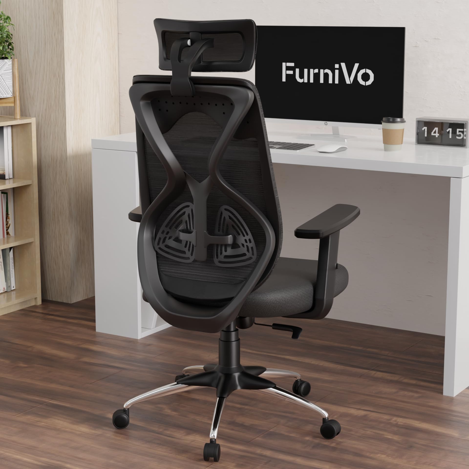 Furnivo Titan Ergonomic Office Chair for Home & Office | Adjustable Armrests | 120 Recline | Lumbar Support | Thick Cushioned Seat | Heavy-Duty Base | 3 Years Warranty (Black)