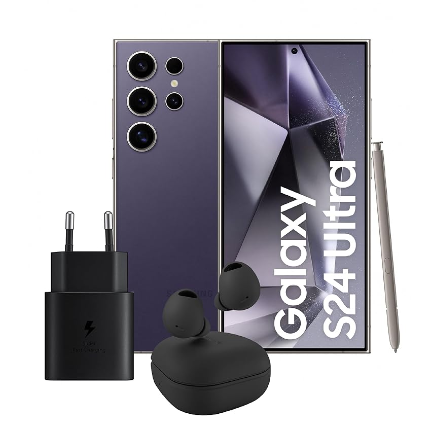 Immagine del prodotto Samsung Galaxy S24 Ultra Smartphone AI, Caricatore incluso, Display 6.8'' QHD+ Dynamic AMOLED 2X, RAM 12GB, 512GB, Titanium Violet + Galaxy Buds2 Pro Cuffie Bluetooth True Wireless Graphite
