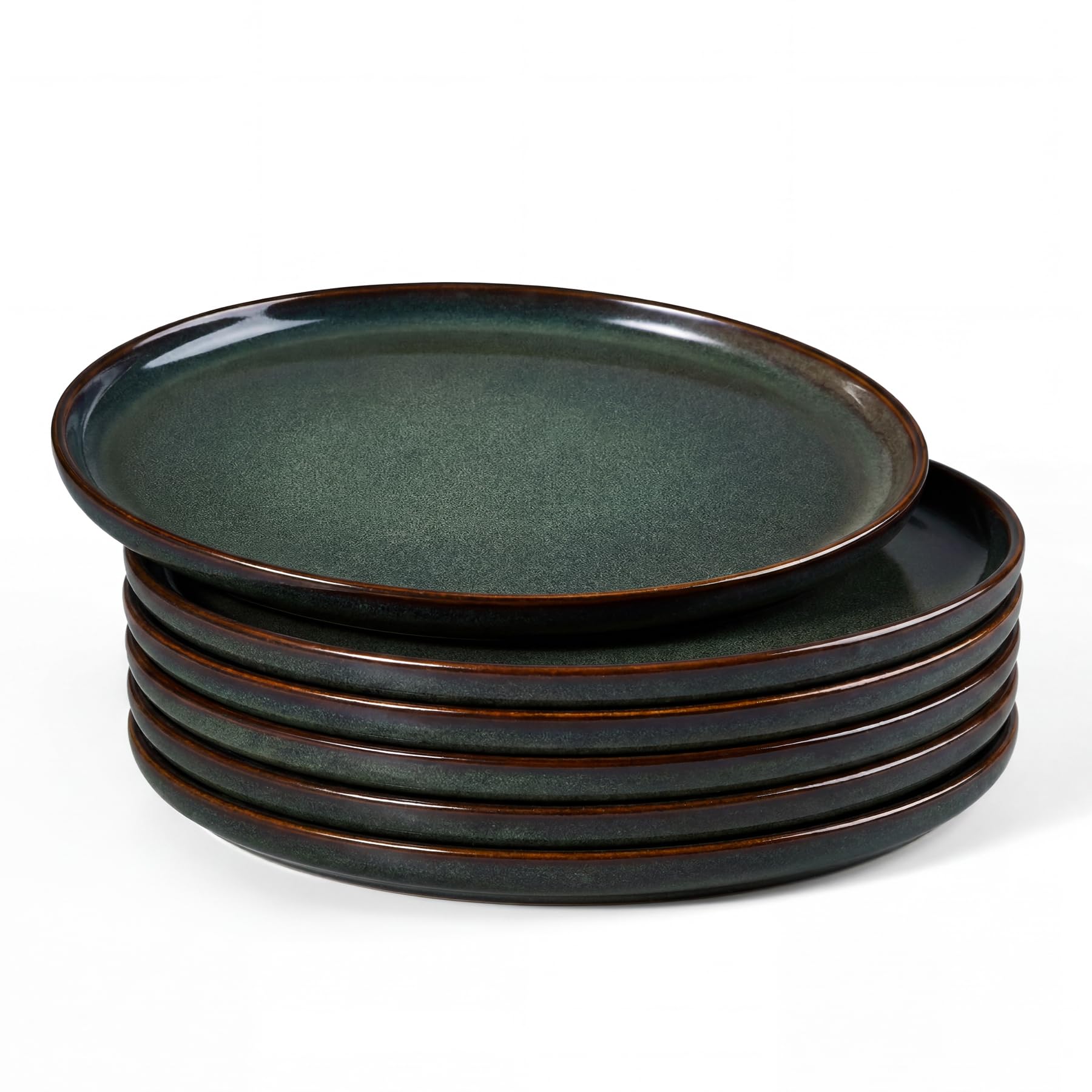 HaWare 10.5” Dinner Plates Set of 6, Large Reactive Glaze Stoneware Dinnerware Set, Round Ceramic Plate for Home Restaurant, Chip and Scratch Resistant, Microwave & Dishwasher Safe, Moss Green