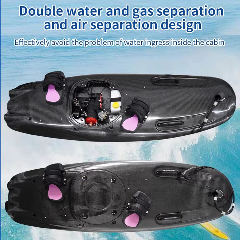 118-Cm³ Carbonfaser-Highspeed-Jet-Surfbrett, 12-Kw-Benzin-Surfbrett, 65 Km/H, Mit 5-L-Tank Und 3 Abnehmbaren Finnen, Tragfähigkeit 150 Kg, Für Wassersport