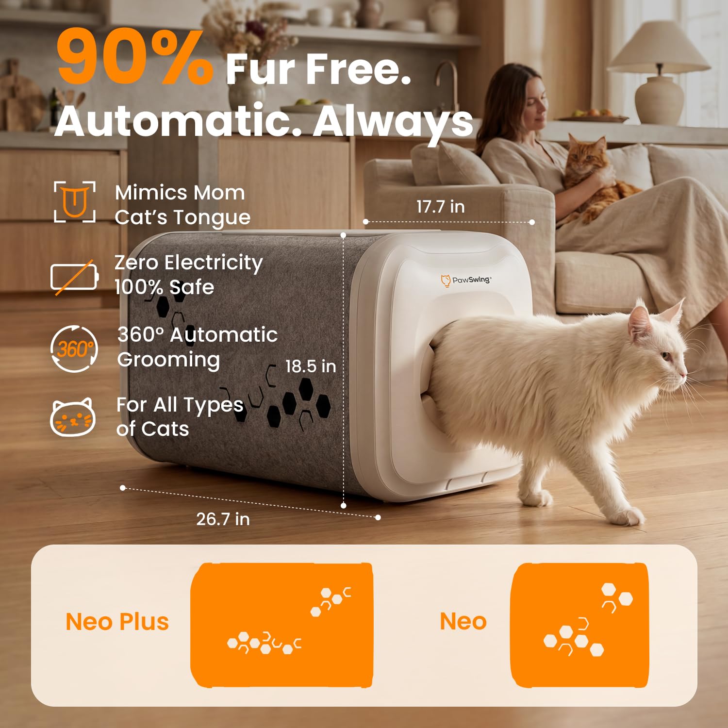 Neo Plus Cat Self Groomer para gatos grandes con 6 cepillos flexibles