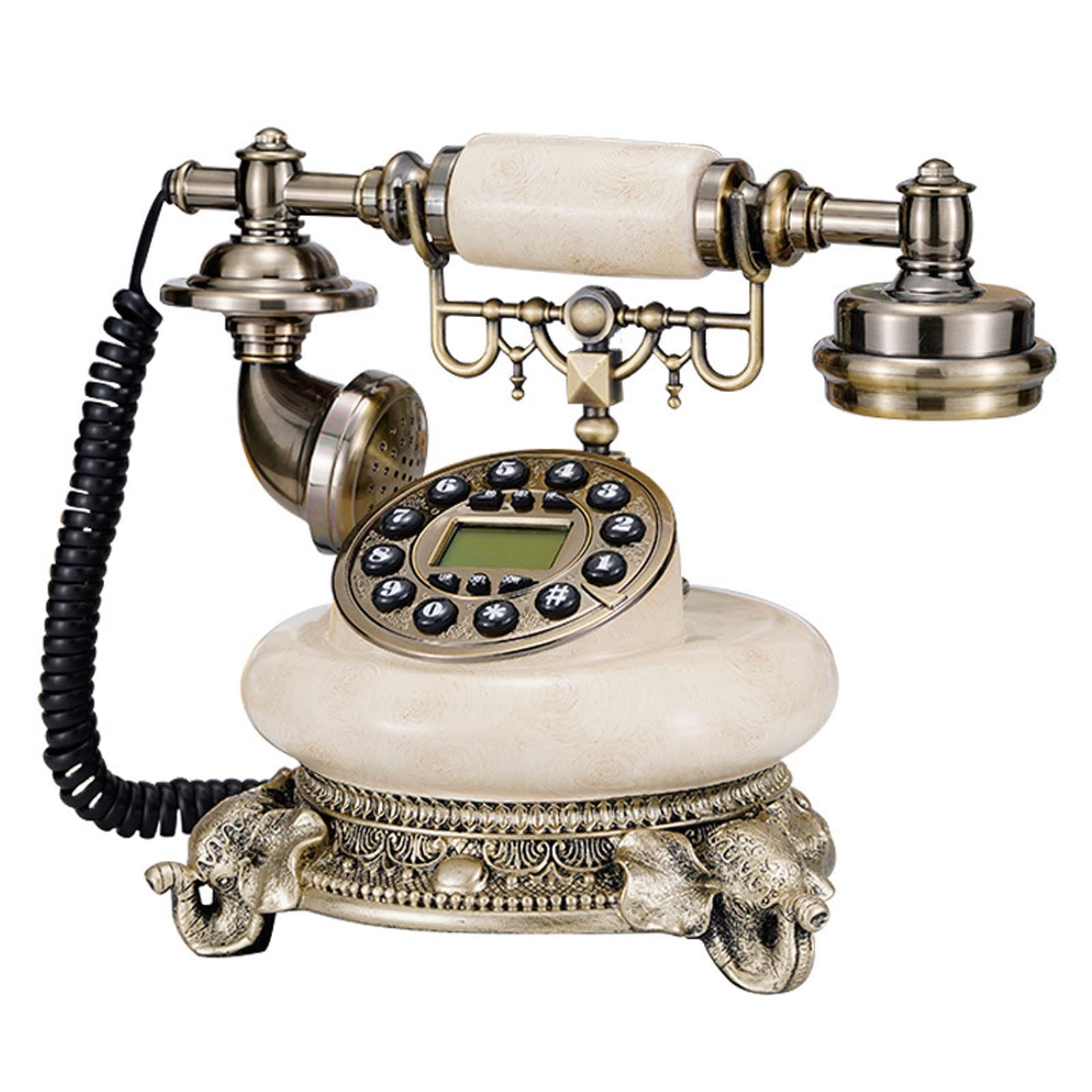 Vintage, staroświecki telefon stacjonarny z wyświetlaczem LCD, klasyczny europejski retro do wystroju domowego hotelu i biura(A)