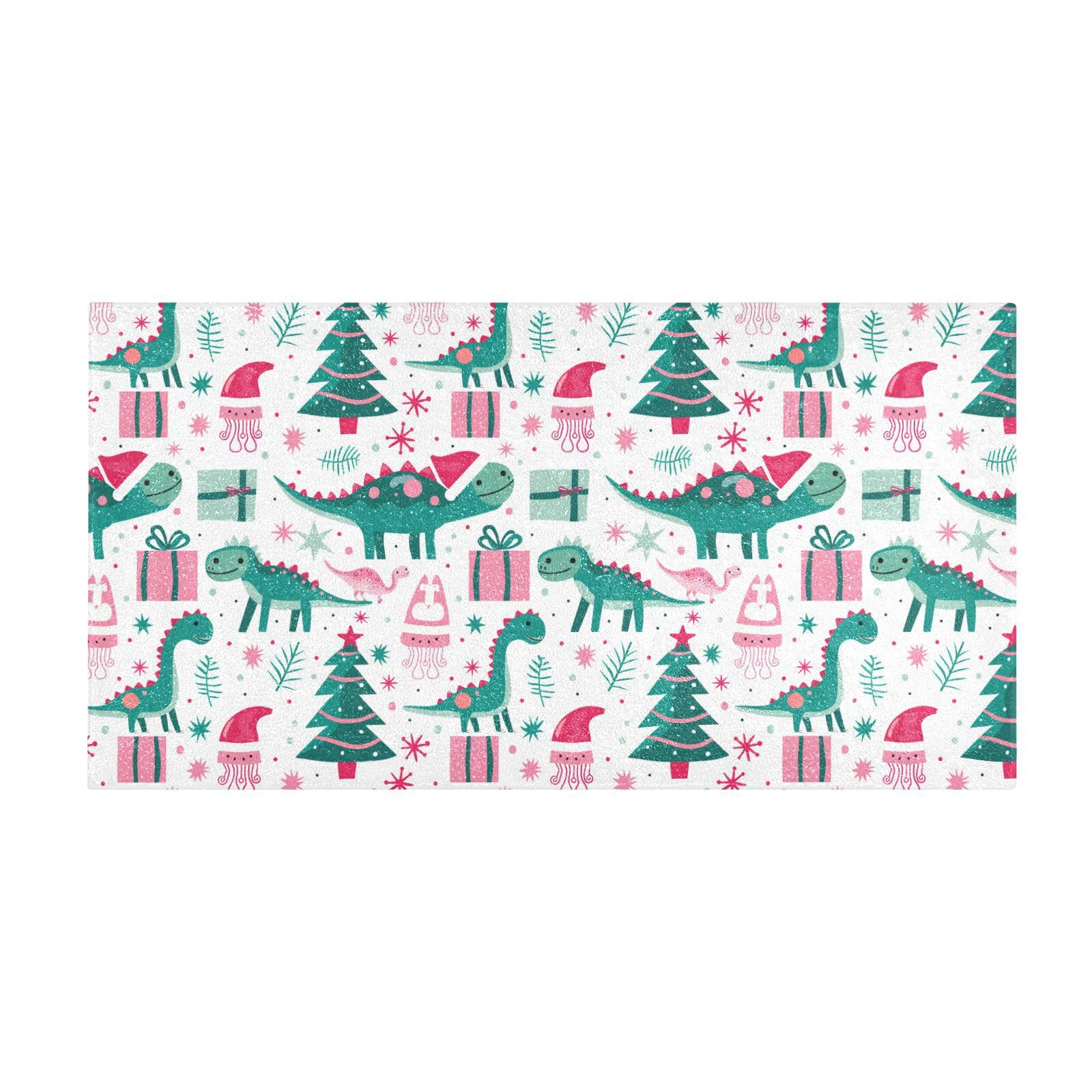 Tapis de bain absorbant antidérapant motif dinosaure vert 99x50cm