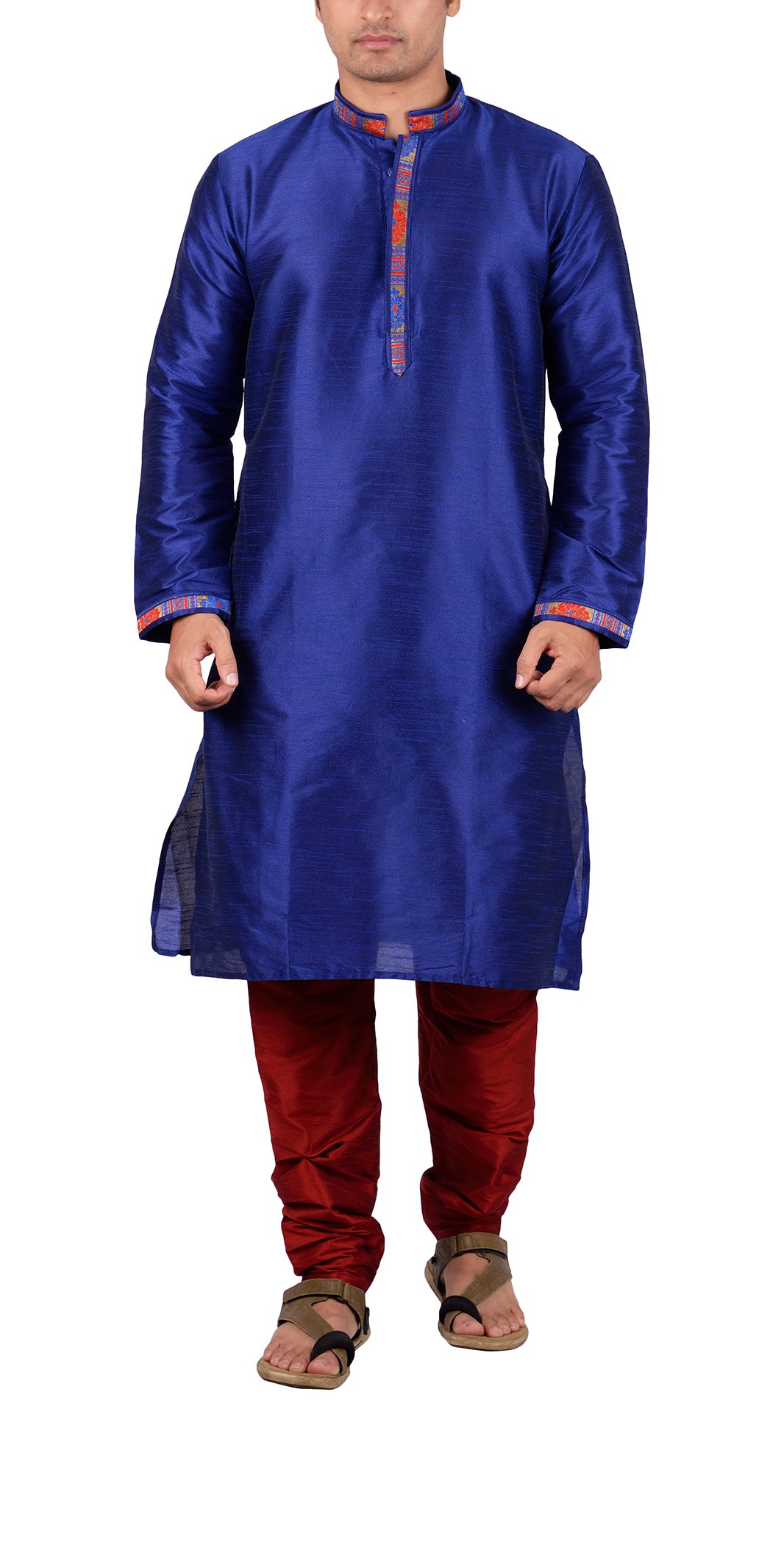 MaharajaMens Raw Silk Ethnic Indian Festive Diwali Special Kurta Pyjama Set