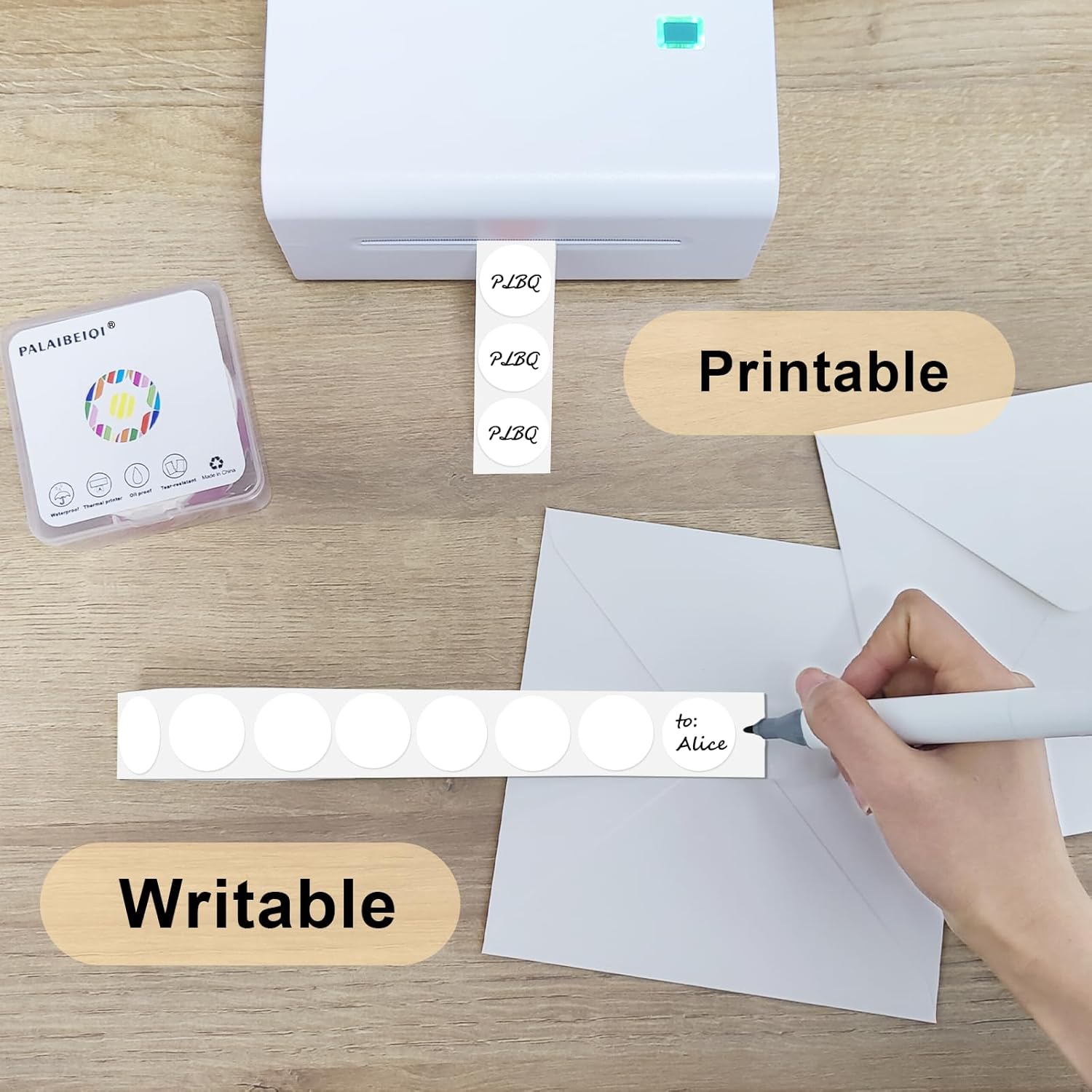 1 Inch Round Thermal Sticker Labels,Color Dot Stickers,Label Stickers,Waterproof,Oil Proof,for Thermal Printers,DIY,Office,Retail,Home and Warehouse Organization(White,1000 Pcs) - Image 4