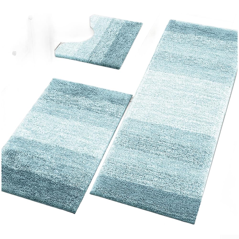 Set di tappeti da bagno in flanella ultra morbida, super assorbente, antiscivolo, lavabile in lavatrice, per casa, bagno, cucina, 50 x 80 cm, marrone cacao (D azzurro acqua)