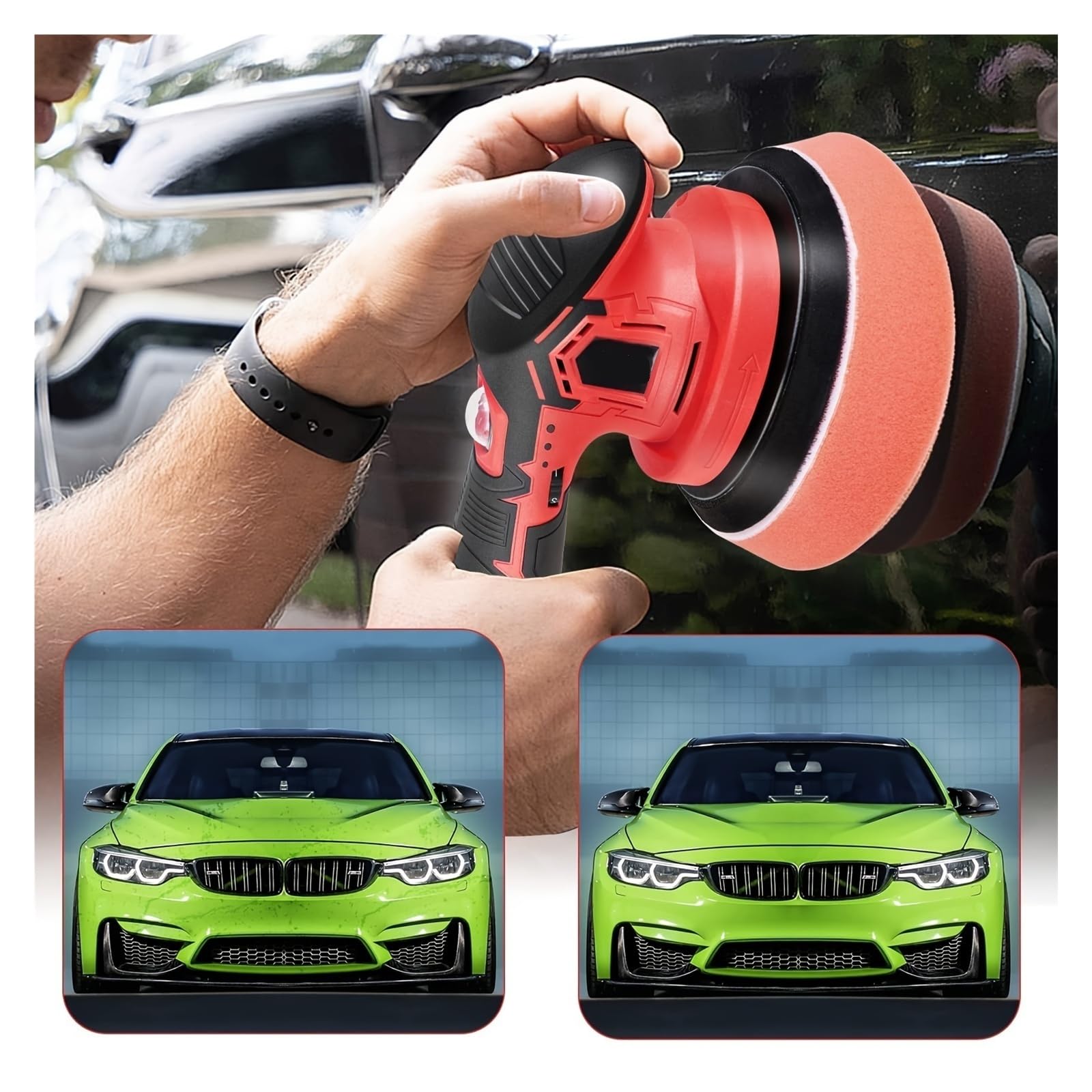 Lucidatrice for auto elettrica a 6 velocità, mini lucidatrice senza fili, 12 V (senza batteria), Basse vibrazioni