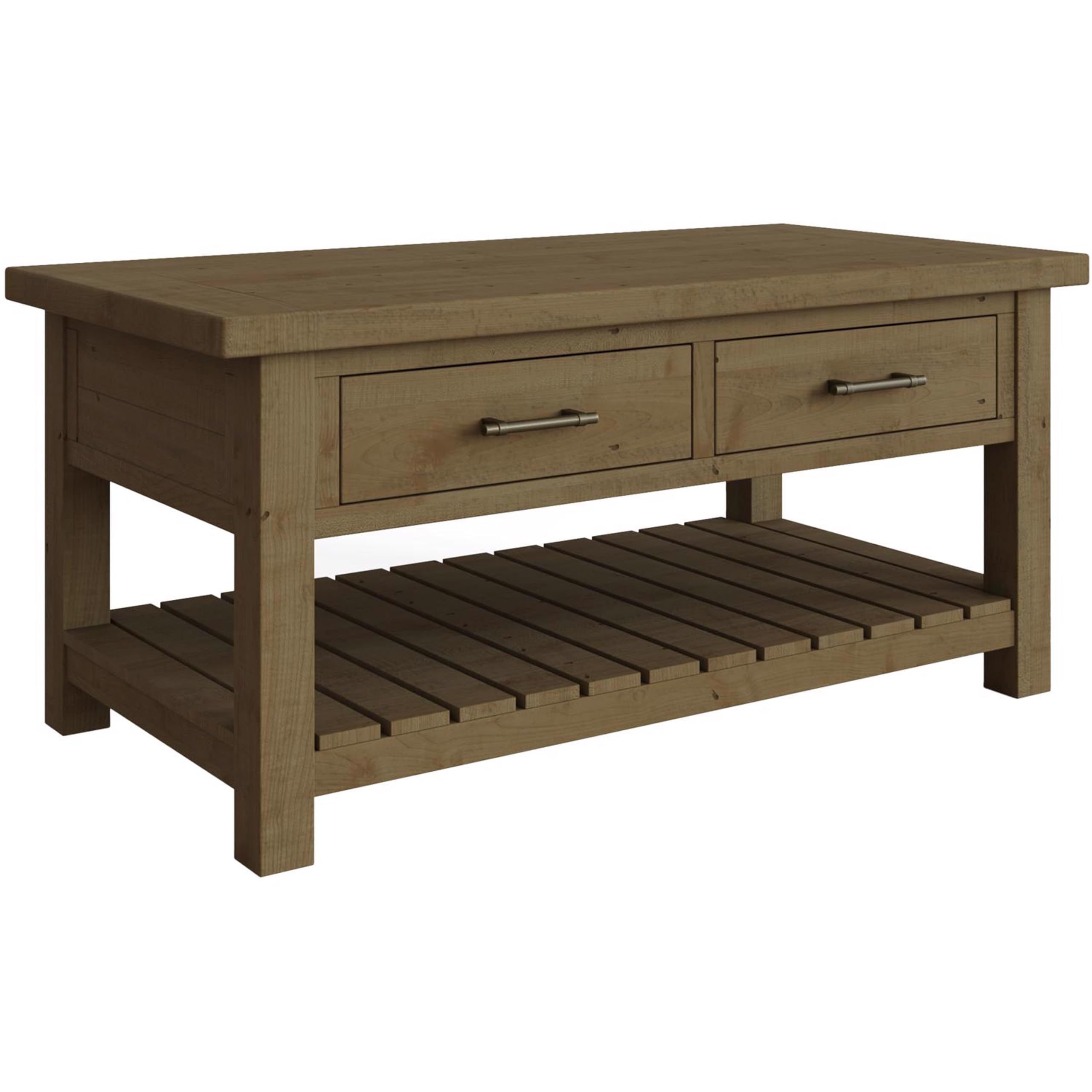 FWSTYLE 2 Drawer Storage Coffee Table Solid Natural Reclaimed Pine from B&Q