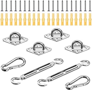 STYDDI 8 Inch Shade Sail Hardware Kit for Rectangle and Square Sun Shade Sail Installation, Heavy Duty 304 Stainless Steel with Screws Anti-Rust for Deck Garden Lawn Patio