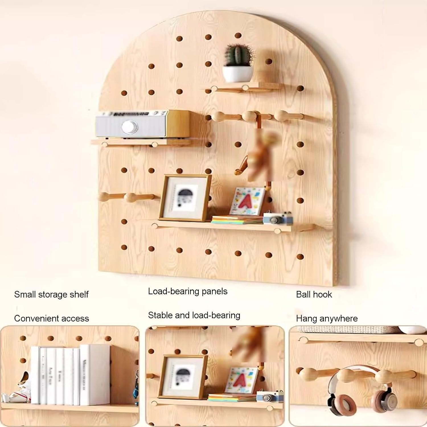Wandsteuerung, Stecktafel, Wandhalterung, Stecktafel, modulares Raster-Organizer, Holz-Display, Stecktafel-Sets für Schlafzimmer, Arbeitszimmer (weiß, 60 x 120 cm)