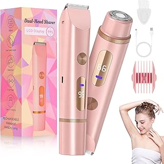 Lady Shavers for Women,2 in 1 Bikini Trimmer Women for Women,Electric Razor＆Epilators Hair Removal Wet & Dry Waterproof Shaver for Bikini Lip Underarm Body
