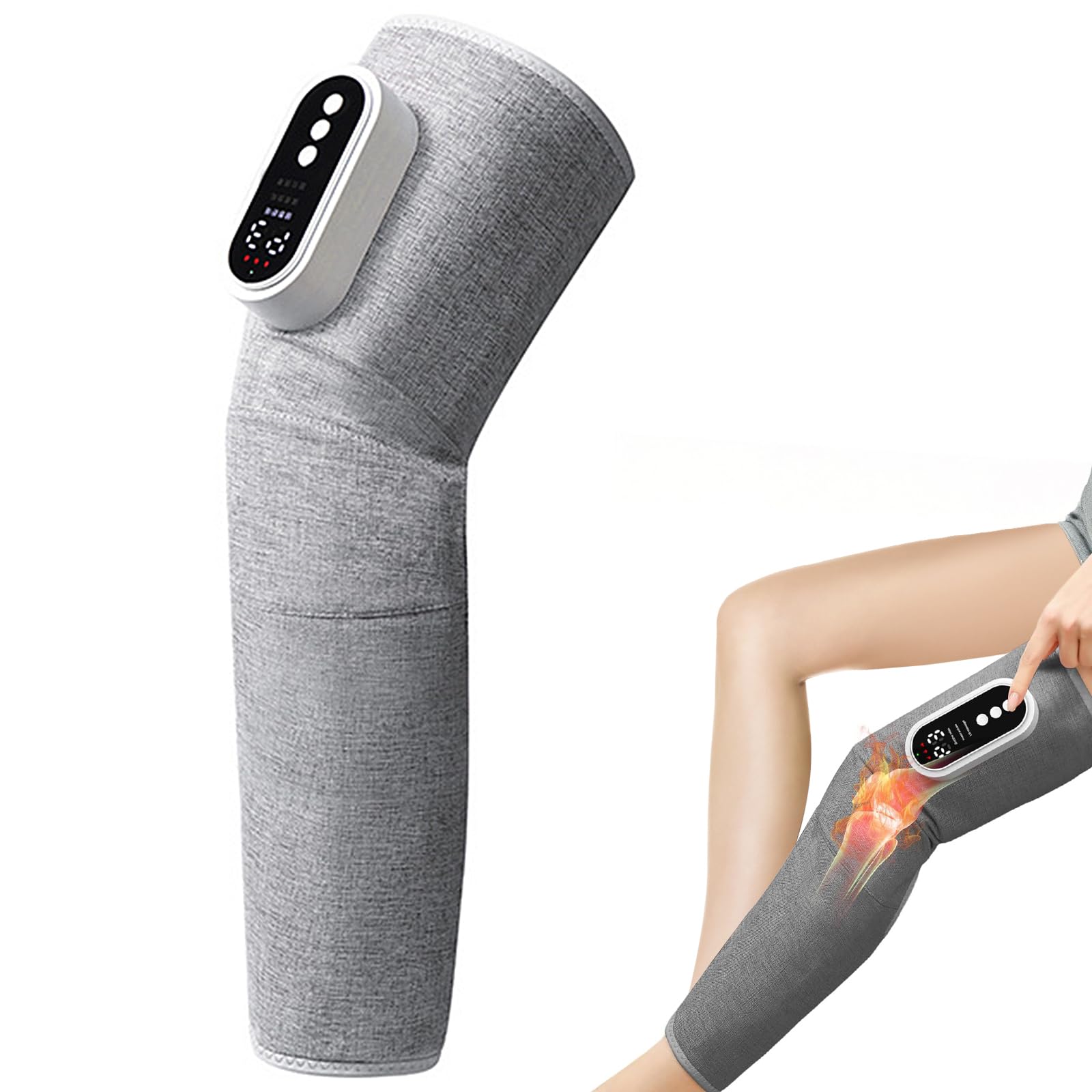 Masajeador Eléctrico de Piernas, 3 Modos de Masaje para Aliviar el Dolor con USB Recargable, 3 Niveles de Intensidad y Temperatura para Promover la Relajación Muscular