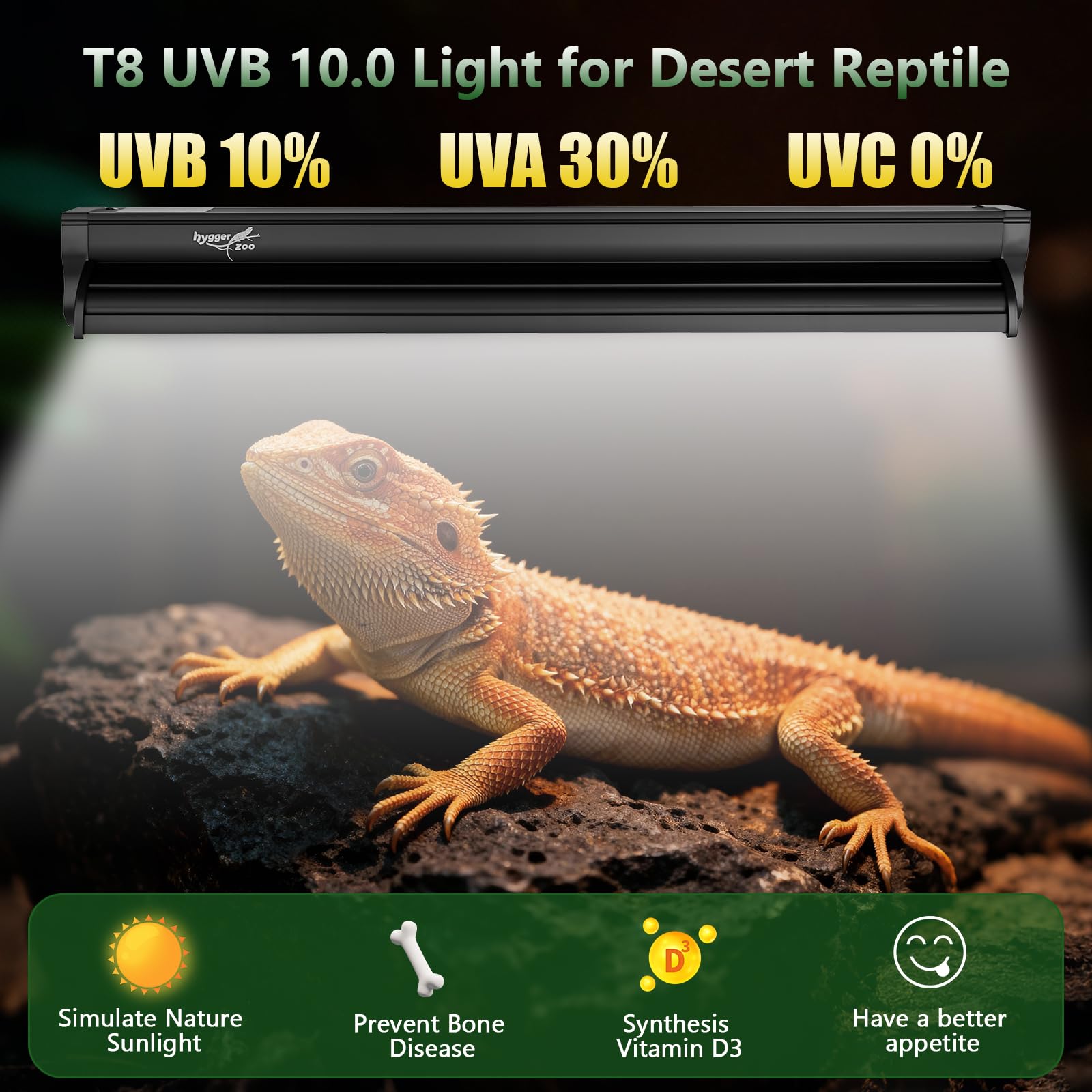 T8 15W UVB 10.0 Leuchtstoffröhren Reptilien Lampe Combo Kit 18" 30% UVA+10% UVB für Schildkröte Bartagame Schlangen Eidechsen