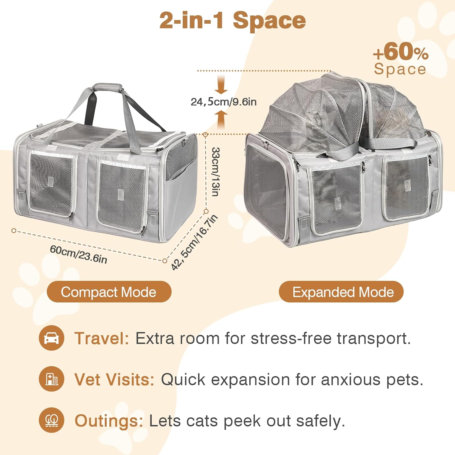 Travel in Style: The Ultimate Cat Carrier for Two Feline Friends!