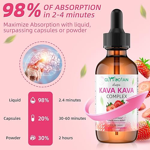 Miniatura 5 de Gotas líquidas de raíz de kava kava suplemento de extracto de kava calma, relajación, alivio del estrés, apoyo para el sueño, vegano de alta