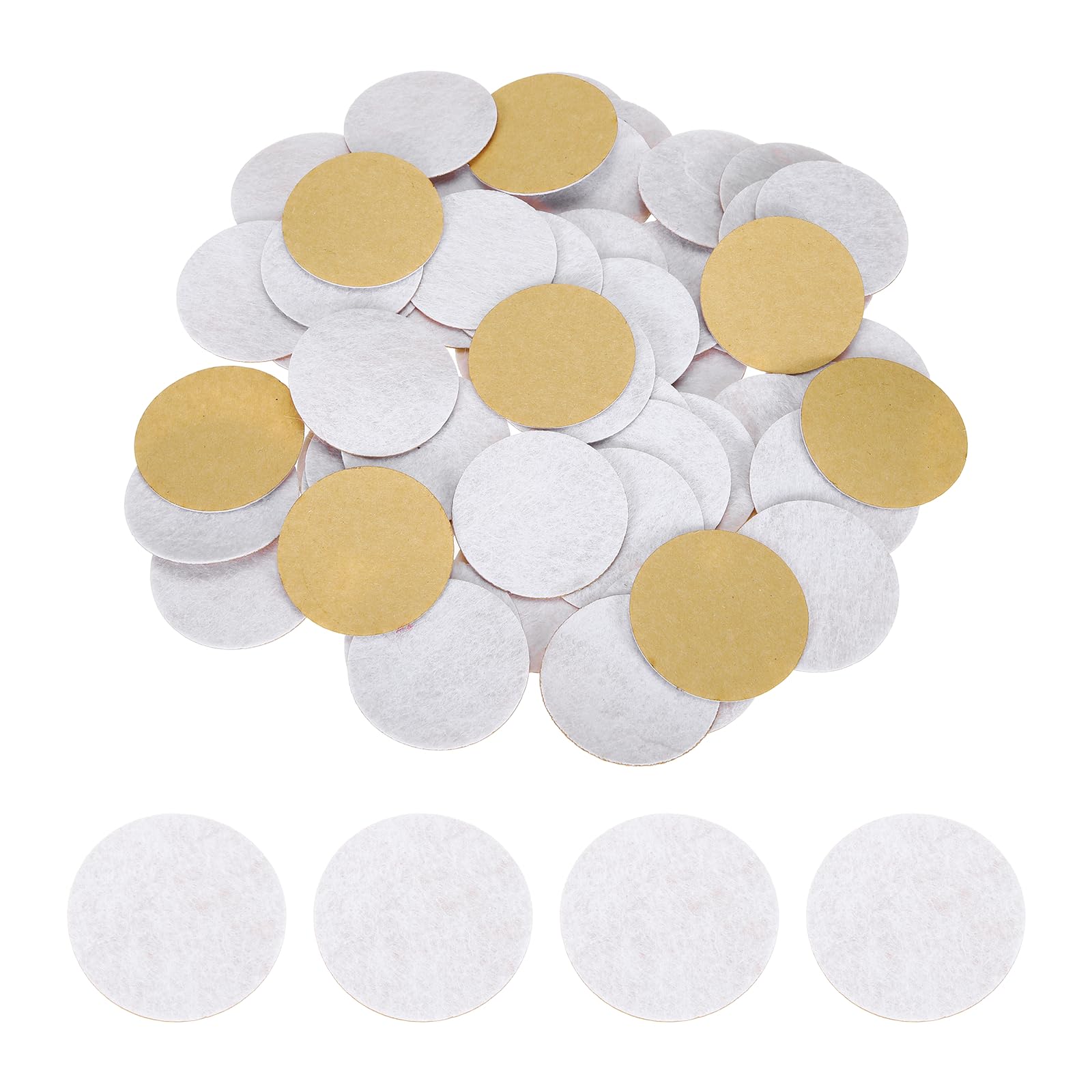 sourcing map 60 Pcs Adhesive Felt Circles, 50mm Dia 1mm Thick Non-Woven Fabric Circles Round Felt Furniture Stickers Pre Cut Craft Pads for DIY Sewing Handcraft Furniture, White