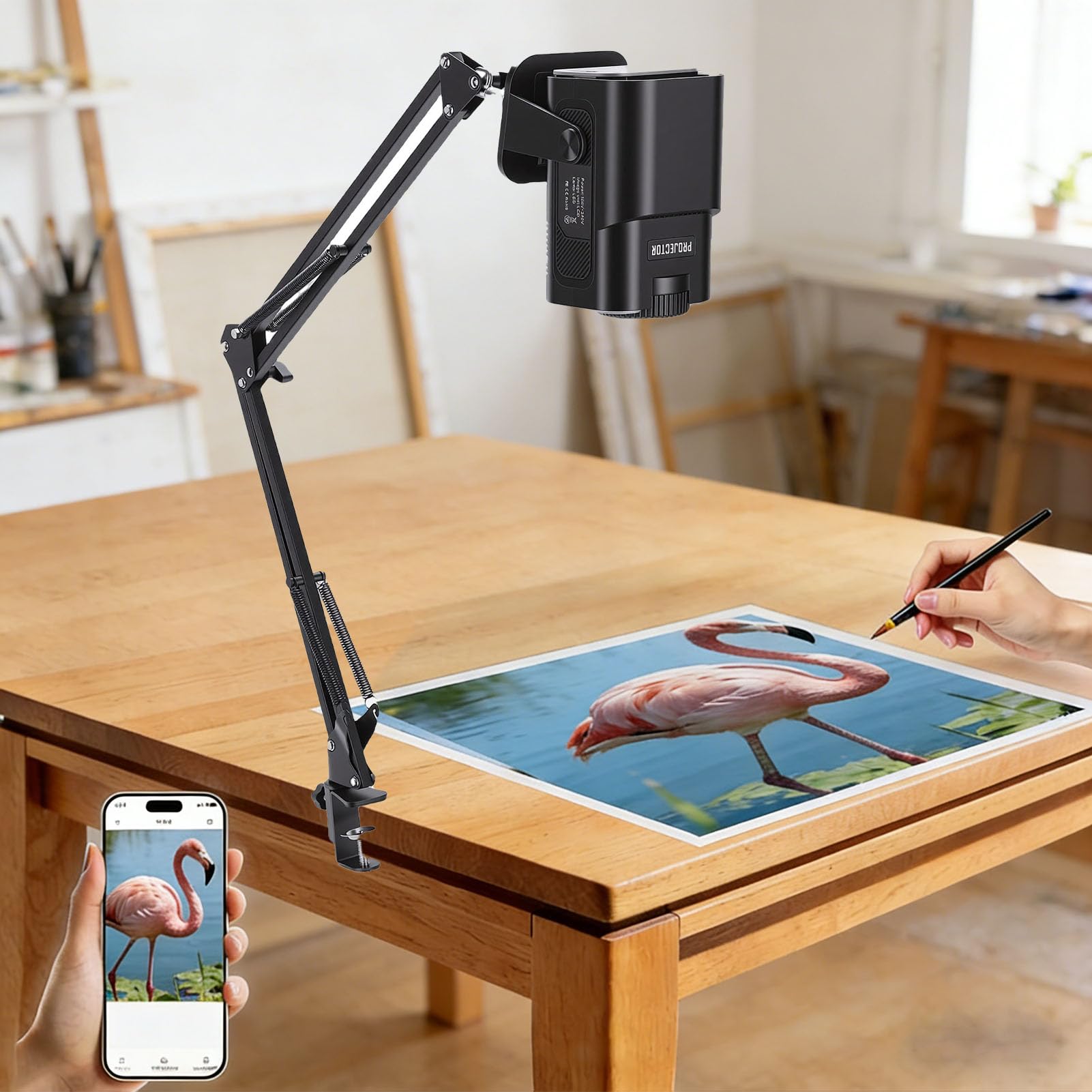 SIXRUN Art Projector, 720P HD Manuelle Fokussierung Zeichen-Tracing-Tool für Künstler, Skizzieren, Ölgemälde, Kalligraphie, Kuchenverzierung, Wandgraffiti (EU-Stecker 100-240V)