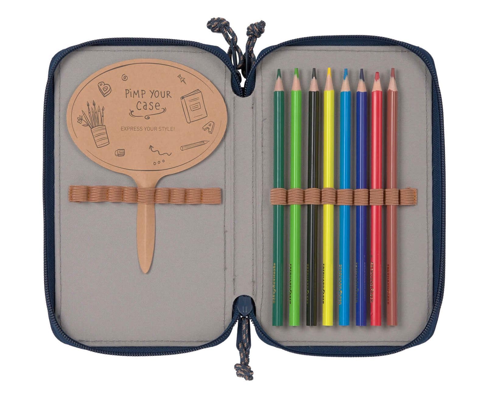 LÄSSIG School Triple Pencil Case Unique Navy 20-teilig