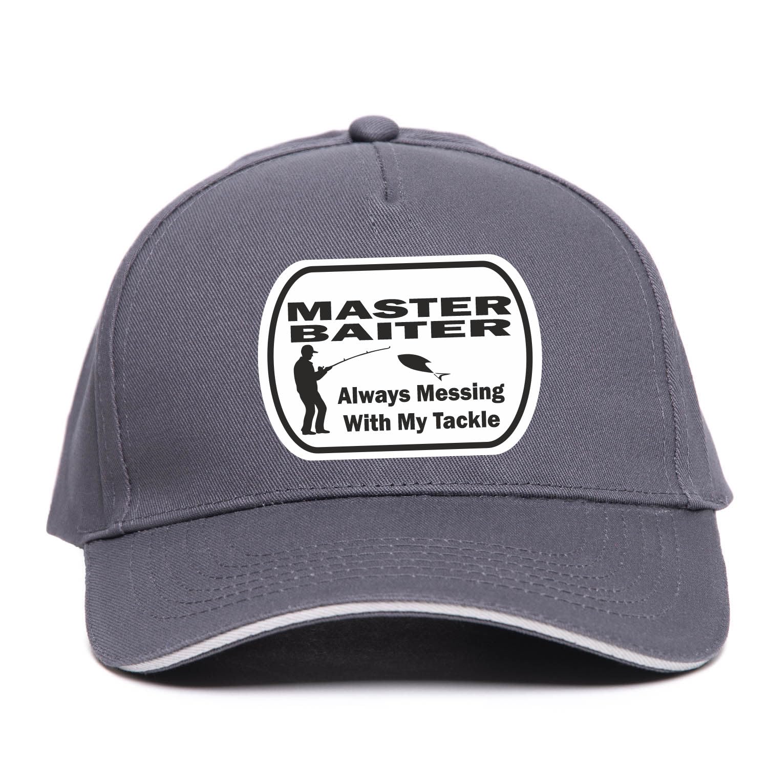 Print4U Master Baiter Baseball Cap Fishermans Fishing Gift for Men & Women Grey