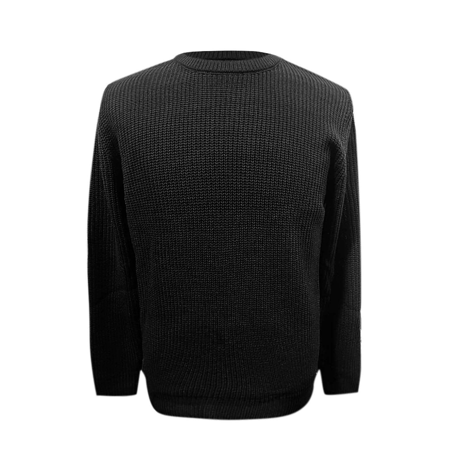 Generisch Jersey básico de trabajo para hombre, monocolor, camiseta de manga larga, jersey de punto fino, jersey de punto de negocios, sin capucha, elegante, manga larga, suéter de invierno, corte
