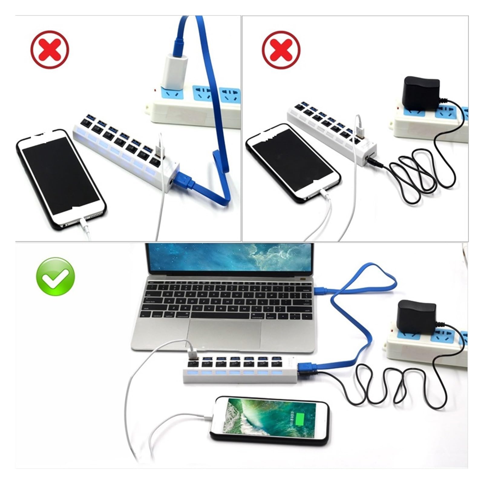 HUB USB 3.0 Multi 4 7 Splitter Porta Con Adattatore Di Alimentazione For PC Accessori For Laptop Multipli Capacità Di Ricarica Rapida(3.0 4 Port Black)
