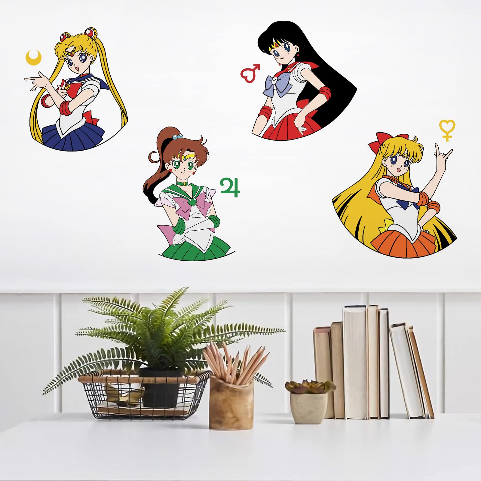 Kids Bedroom Anime Room Wall Decor Girls Wall Decals Peel and Stick for Sailor Moons Themed Room Removable Anime Wall Sticker Baby Nursery Playroom Girls Bedroom Wall Art Decor-77