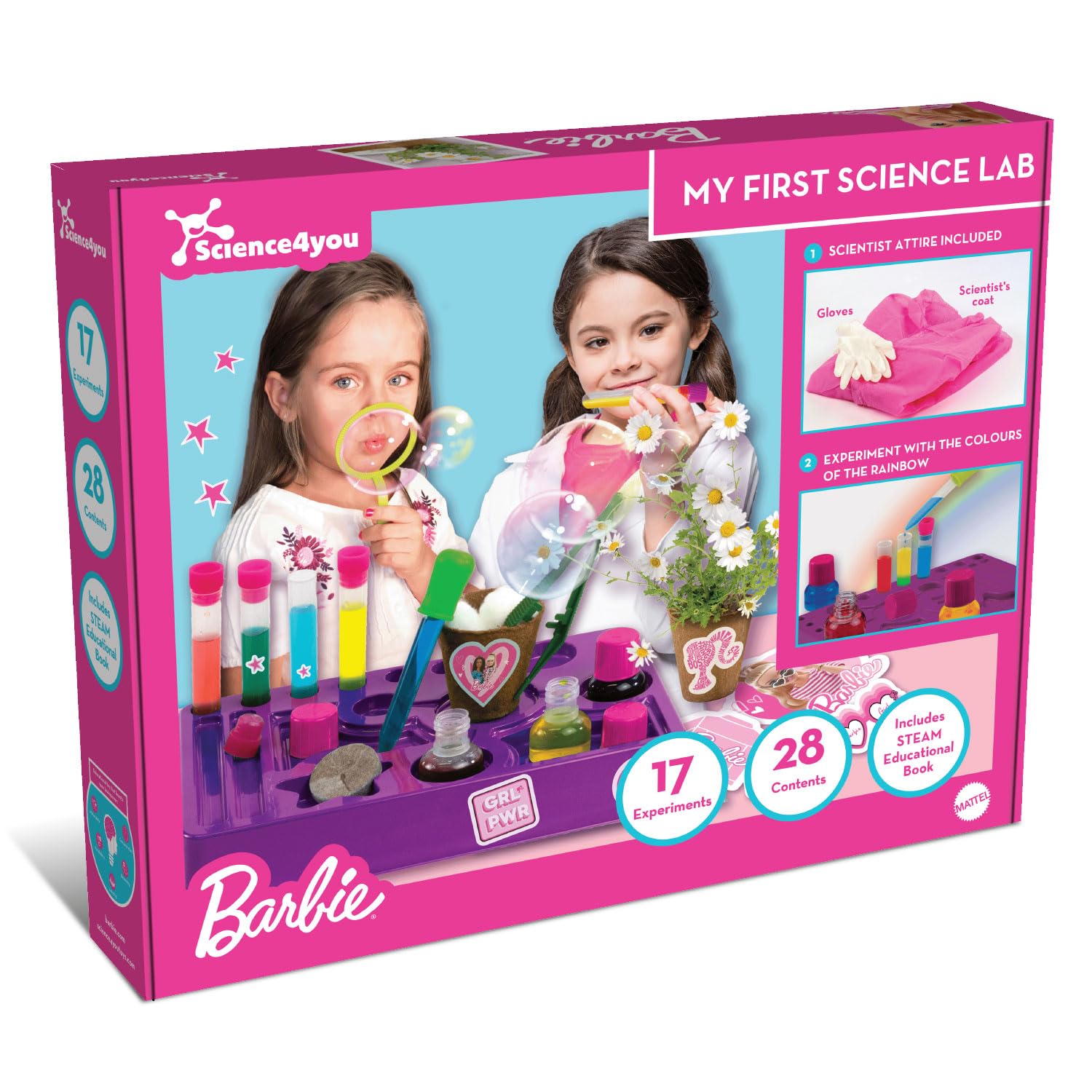Science4you My First Science Kit Barbie for Kids Age 4 5 6+ Barbie Science Lab Experiments, Art and Crafts Activities, Create Rainbows-STEM Set, Toys, Games, Gifts for Boys & Girls 3 4 5+ Year olds