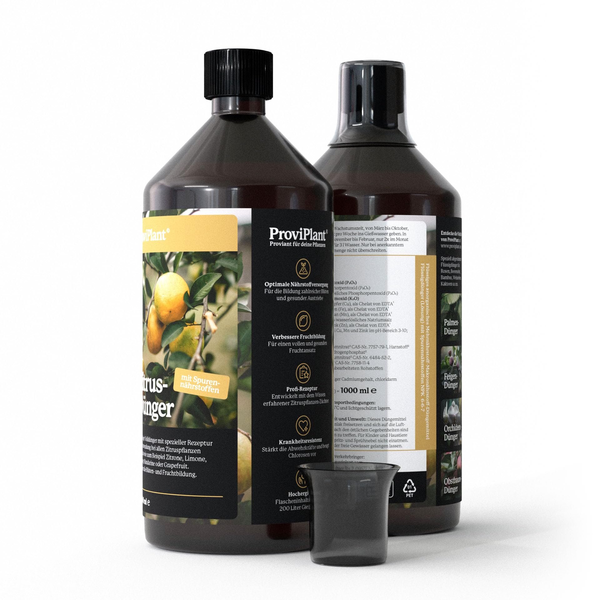 Zitrus Flüssigdünger – Für Zitronen-, Orangen-, Limetten- & Kumquatbäume – 1 Liter Konzentrat für bis zu 200 Liter Gießwasser – Indoor & Outdoor – Made in Germany