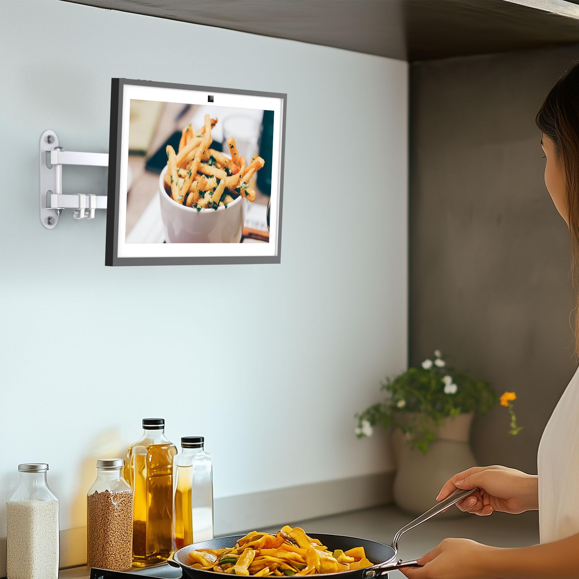PlusAcc Supporto a parete universale per Show 15, VESA 100x100 supporto monitor con rotazione a 360° e inclinazione – perfetto per display intelligenti fino a 27 pollici