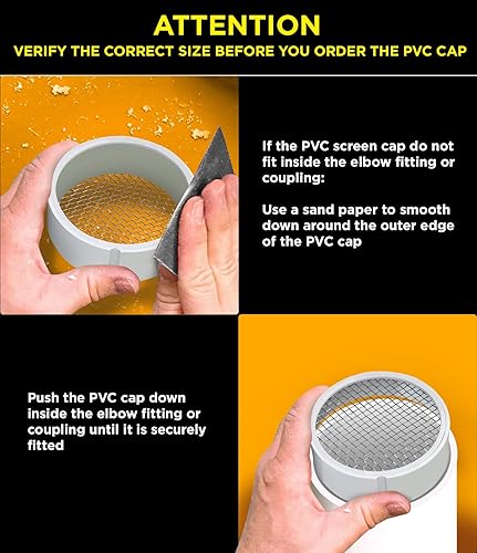 Vista 3 de Raven R1508 Termination Cap Vent Cover Mesh Screen, Round Furnace PVC Pipe Stainless Steel Roof Vent Cap, Drain Screen 2" Inner & 2-3/8" Outer