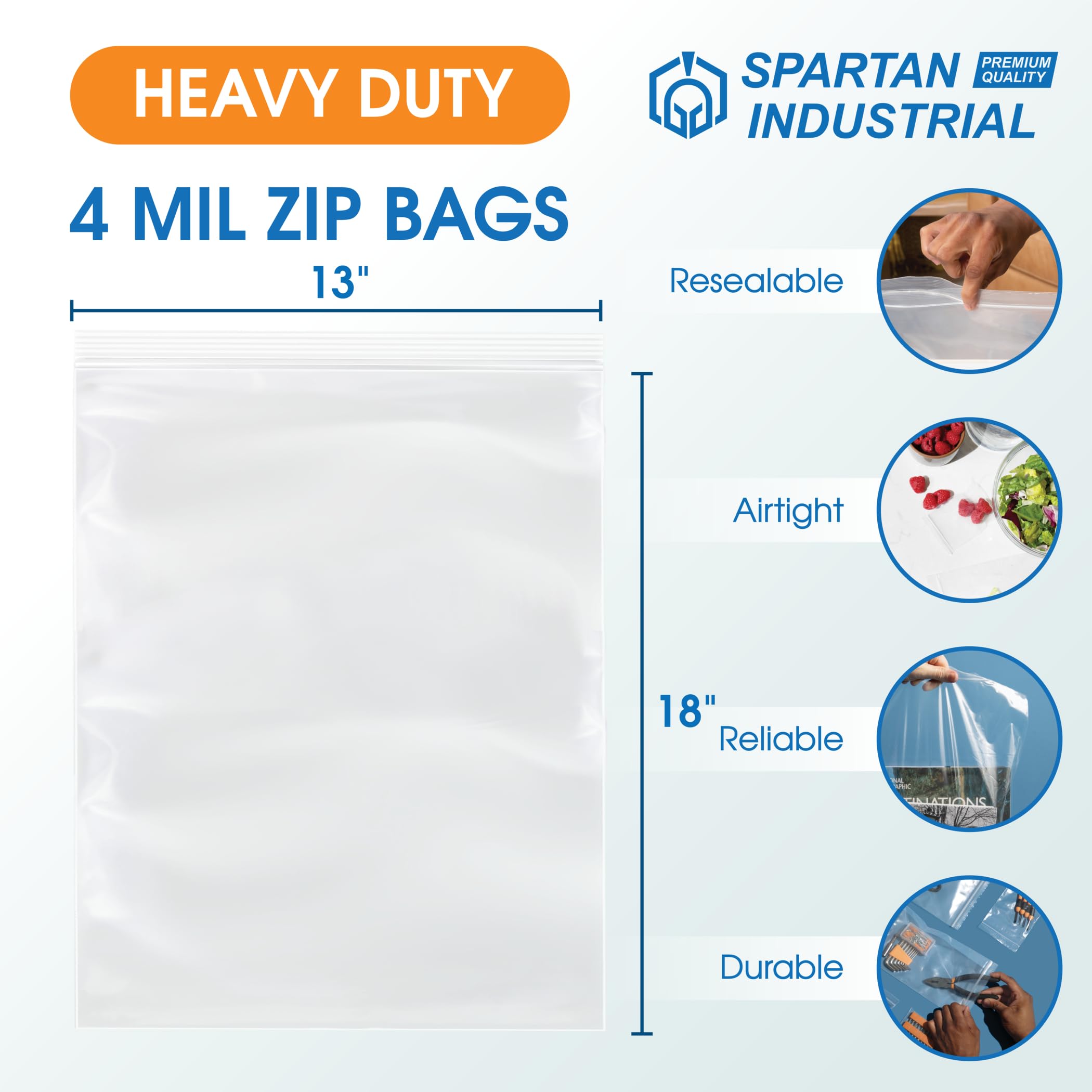 Amazon.com: Spartan Industrial - 13” X 18” (100 Count) 4 Mil Thick