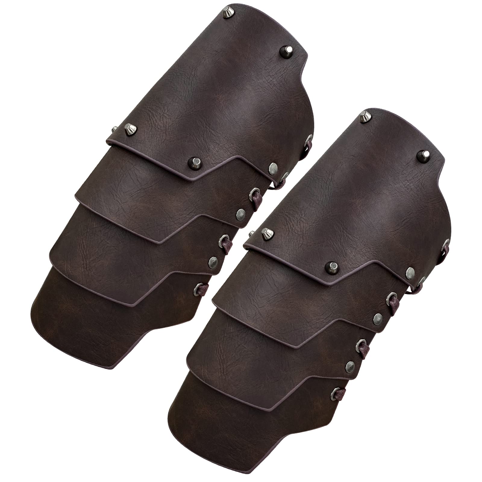 HiiFeuerMedieval Faux Leather 4 Layers Bracers Arm Armor, Middle Ages Mercenary Gauntlets, Costume Knight Archer Arm Guards