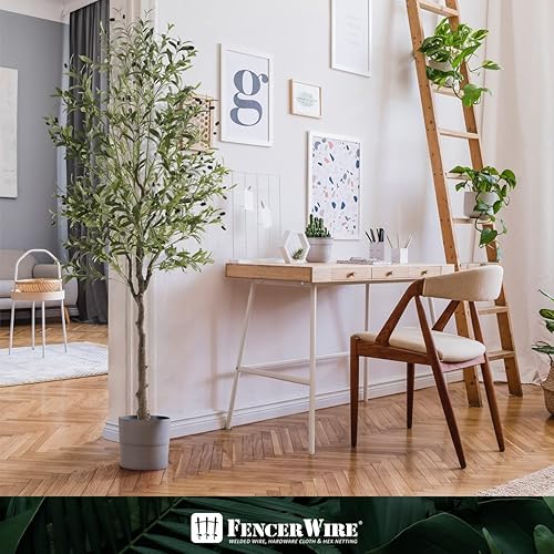 Miniatura 7 de Fencer Wire Árbol topiario artificial en maceta, rama de olivo sintético y fruta, decoración moderna de planta sintética en maceta para interiores,