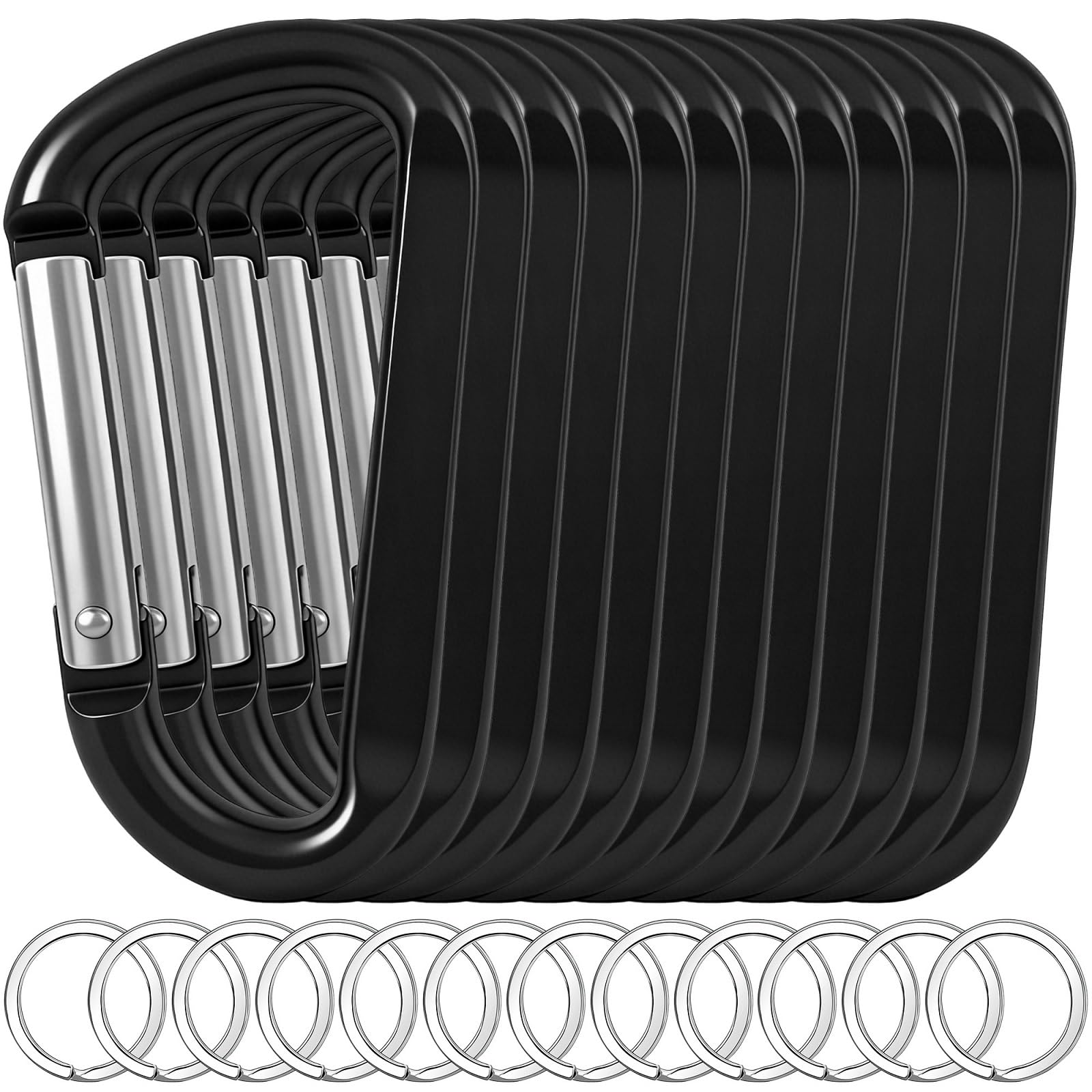Photo 1 of 12PCS Carabiner Keychain Clip - 3" Aluminum Caribeener Key Clip,D Ring Shape Nonlocking Carabeaner Hook Buckle,Multi-Function Spring Snap Key Clips Tool for Home,Camping,Hiking,Traveling,Backpack